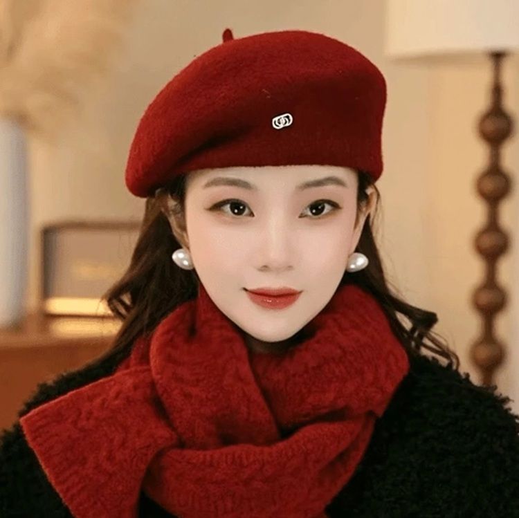 セール中】GUCCI 赤 ウール ベレー帽 ベレー帽 クラシックウールベレー