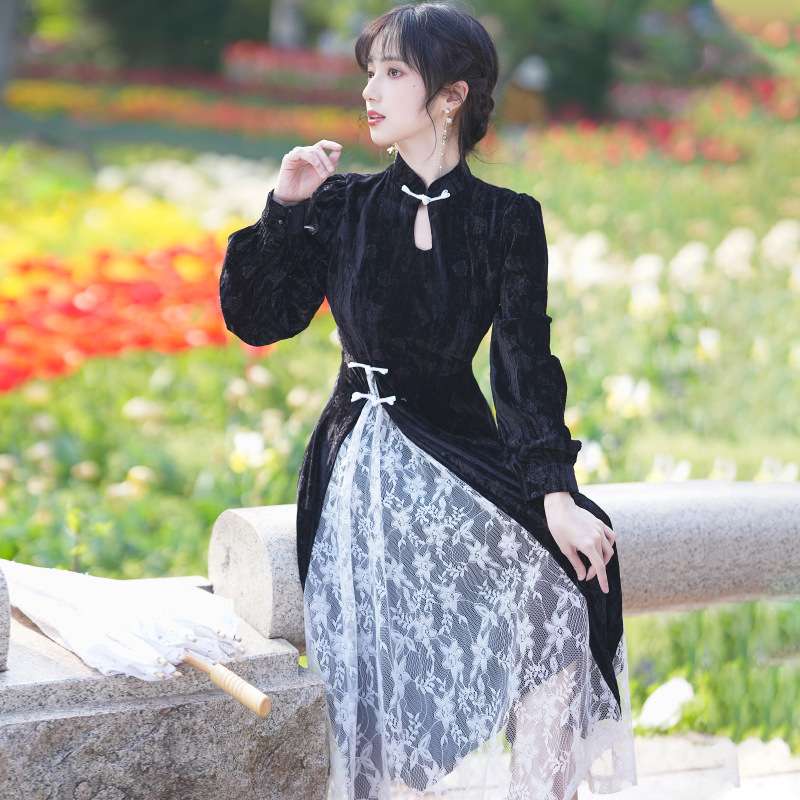 チャイナ服 清楚優雅な中華風ロングドレス ワンピース|チャイナ服専門