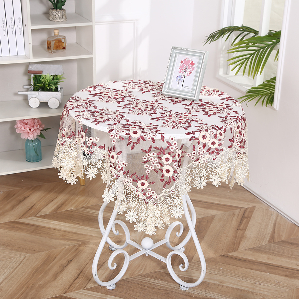 テーブルクロス 花柄刺繍ライン入りセンタークロス センタークロス