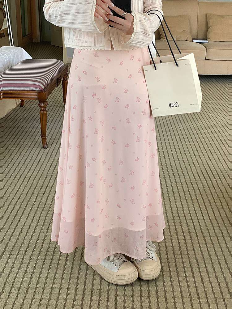 ピンクコーデ 花柄シフォンロングスカート スカート|ピンクコーデ専門
