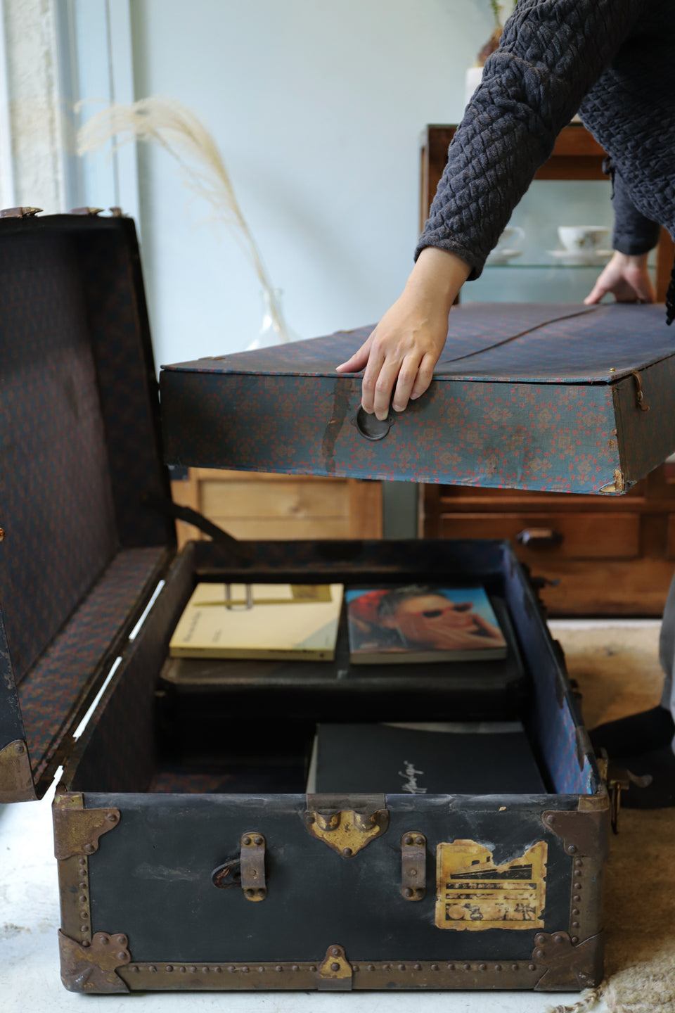 アメリカ アンティーク スチーマートランク スーツケース ディスプレイ