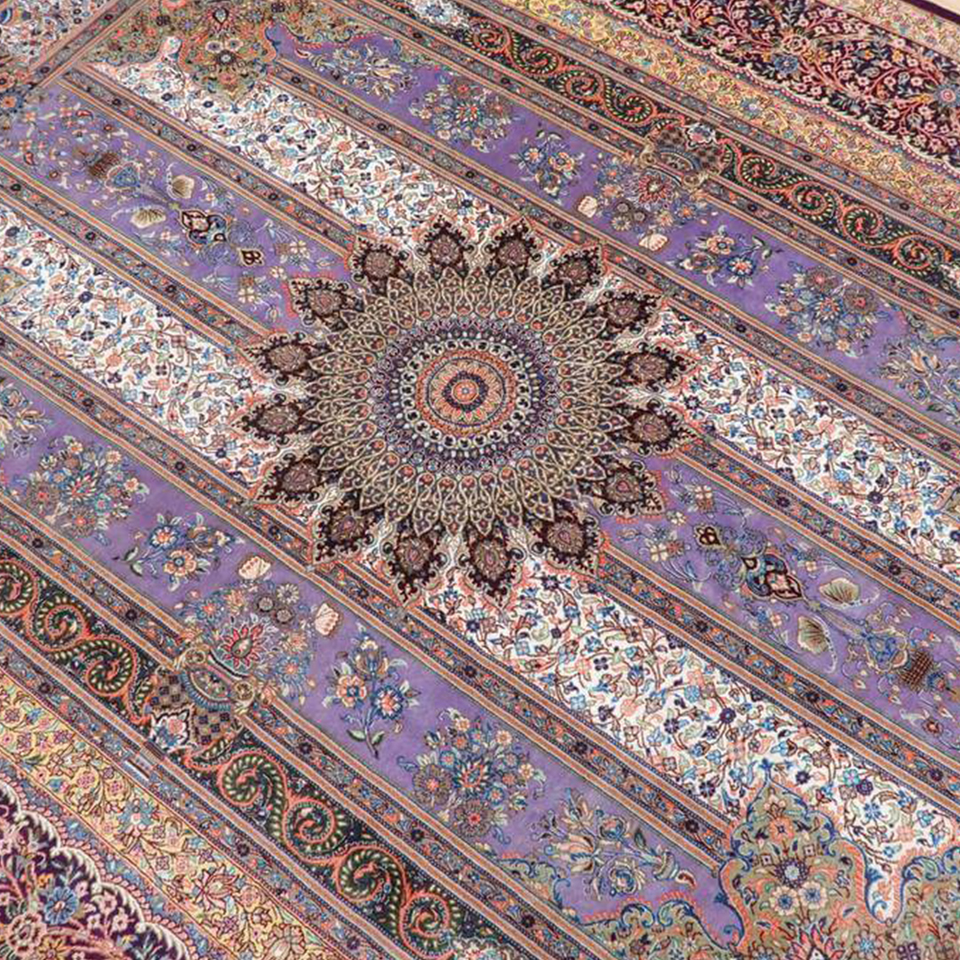 限定1品】 高級 ペルシャ 絨毯 クム産 シルク100％ ジャムシーディ工房