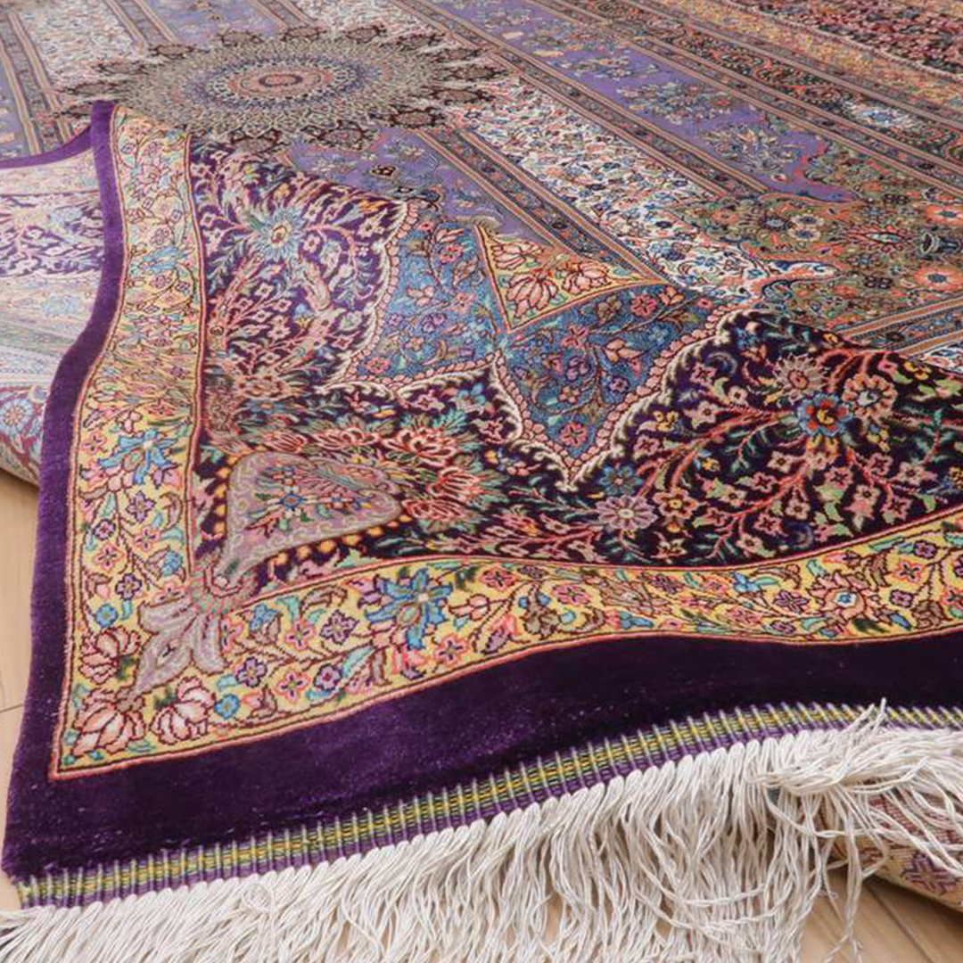 限定1品】 高級 ペルシャ 絨毯 クム産 シルク100％ ジャムシーディ工房