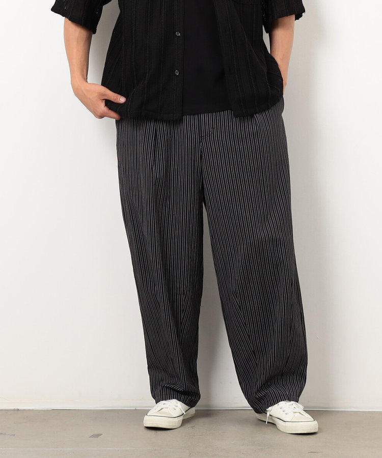 サッカーストライプワイドテーパードパンツ（55-02PM20-205