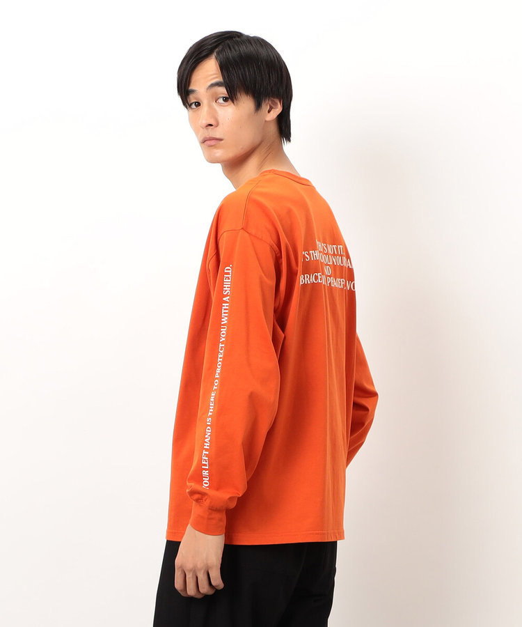 袖＆バックプリント長袖Tシャツ（55-32TM50-205）｜パープル&イエロー