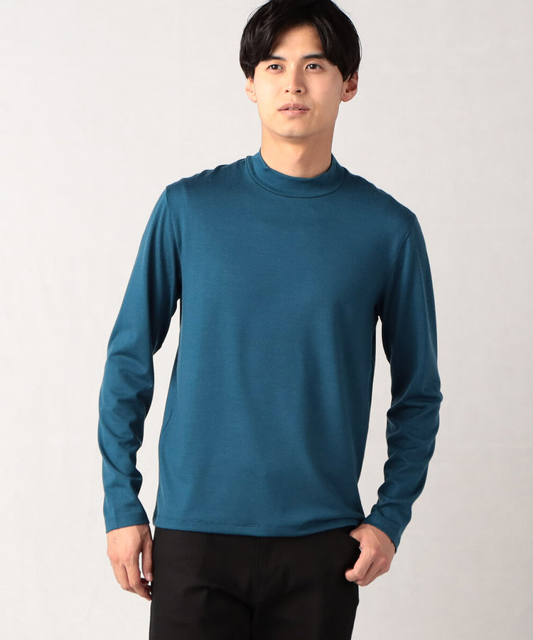 ウォッシャブルウール】 モックネック長袖Tシャツ（07-40TE06-203