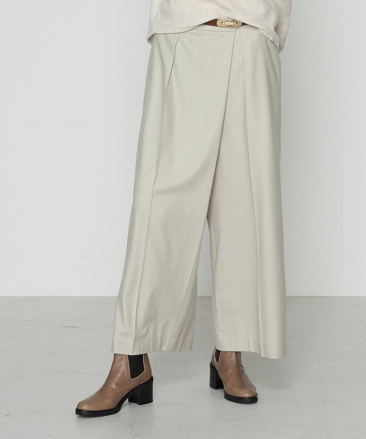 セットアップ対応】ストレッチフラノ アシンメトリータックワイド