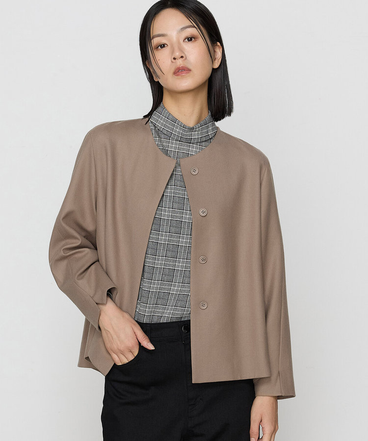 2WAY】ストレッチフラノ ノーカラーブルゾンジャケット（01-11JI02-204