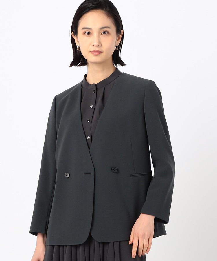 セットアップ対応】アチェローザダブルクロス ノーカラージャケット