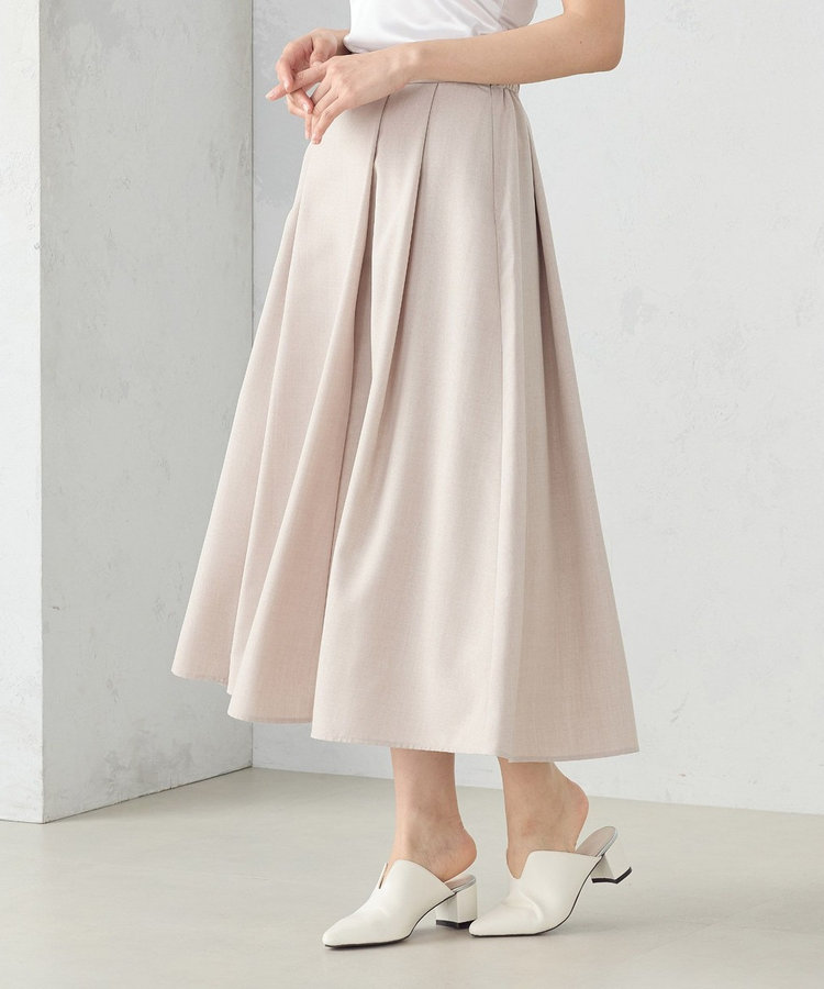 麻調カチオン タックフレアスカート（12-50FG04-204）｜コムサイズム