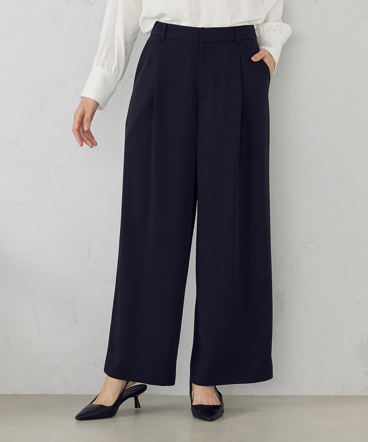 セットアップ対応】ポリエステルツイル タックワイドパンツ（12-08PK13