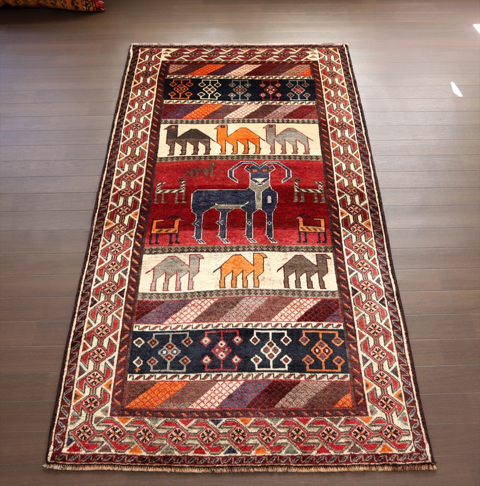 みこさんギャベ✳︎ペルシャ絨毯 イラン ギャッベ ラグ 121×76 cm 楽天