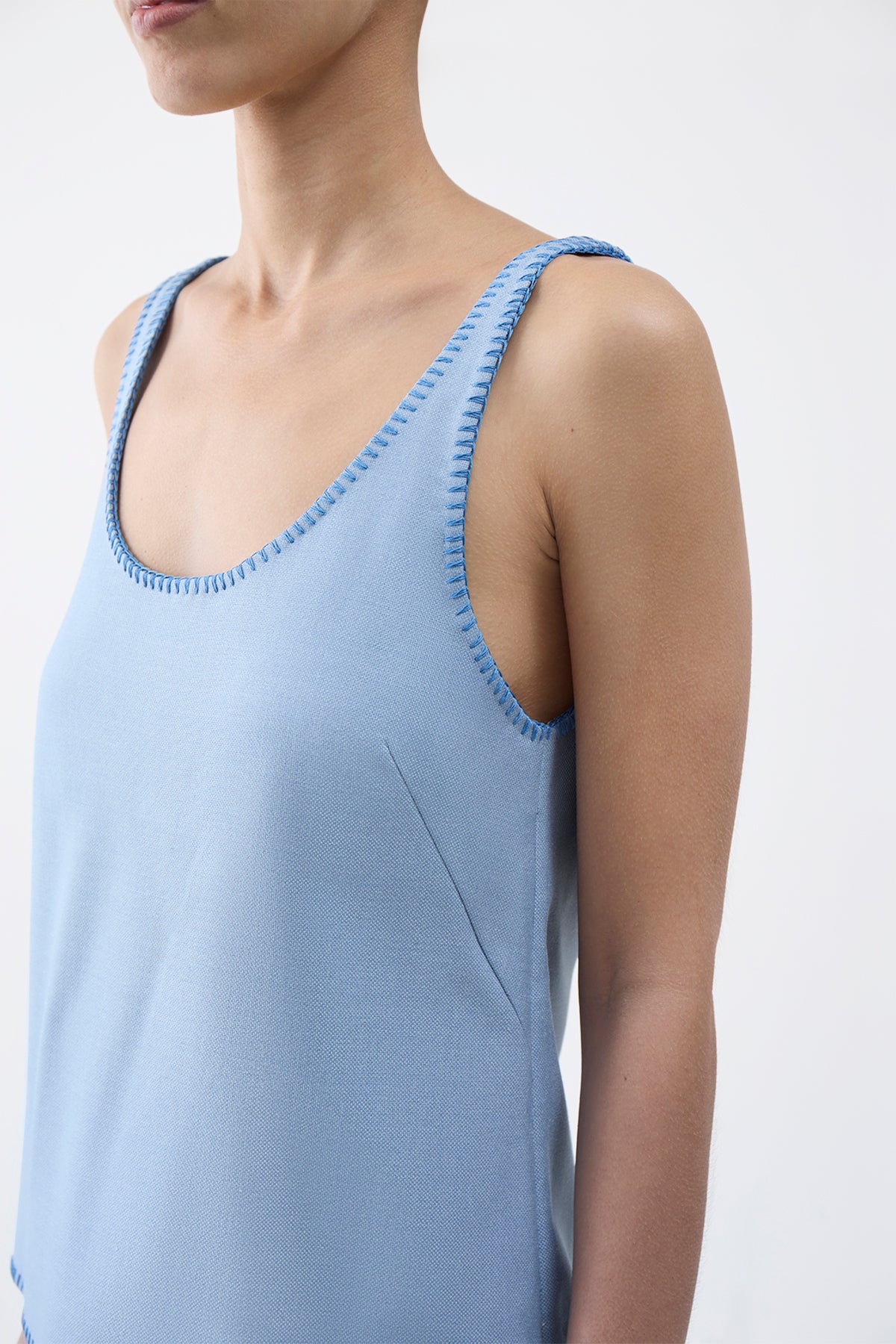 Muriel Tank Top in Stone Blue Silk Virgin Wool – Gabriela Hearst