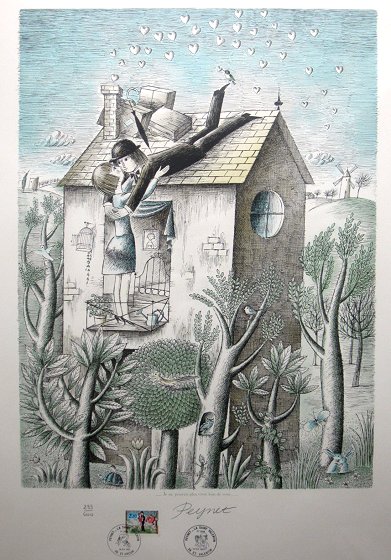 ペイネ 「屋根の上からこんにちは」 | 絵画 販売 買取 東京 自由が丘に