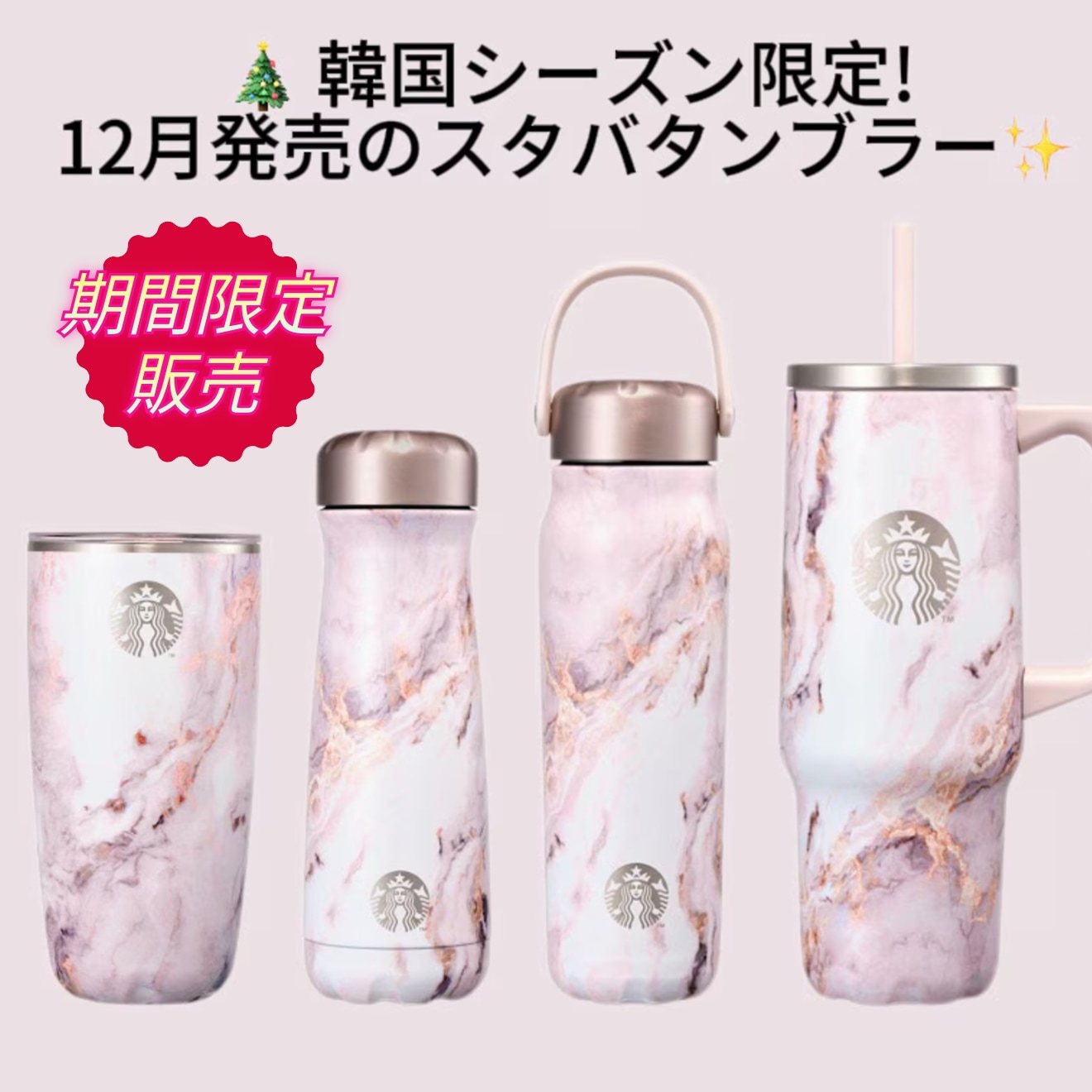 韓国スタバ】韓国 swell スウェルフードコンテナ ピンクマーブル
