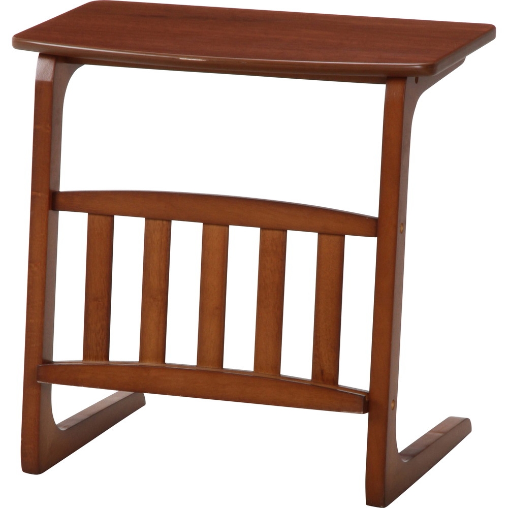 サイドテーブル ノルン マガジンラック付き ミディアムブラウン