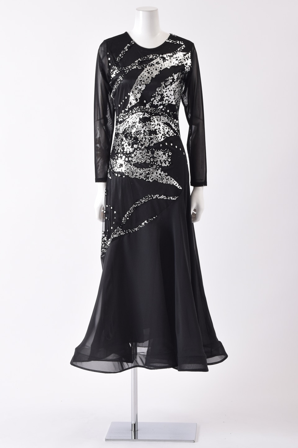 社交ダンスドレス ラテンドレス フリンジ ラインストーン 黒 M オフ