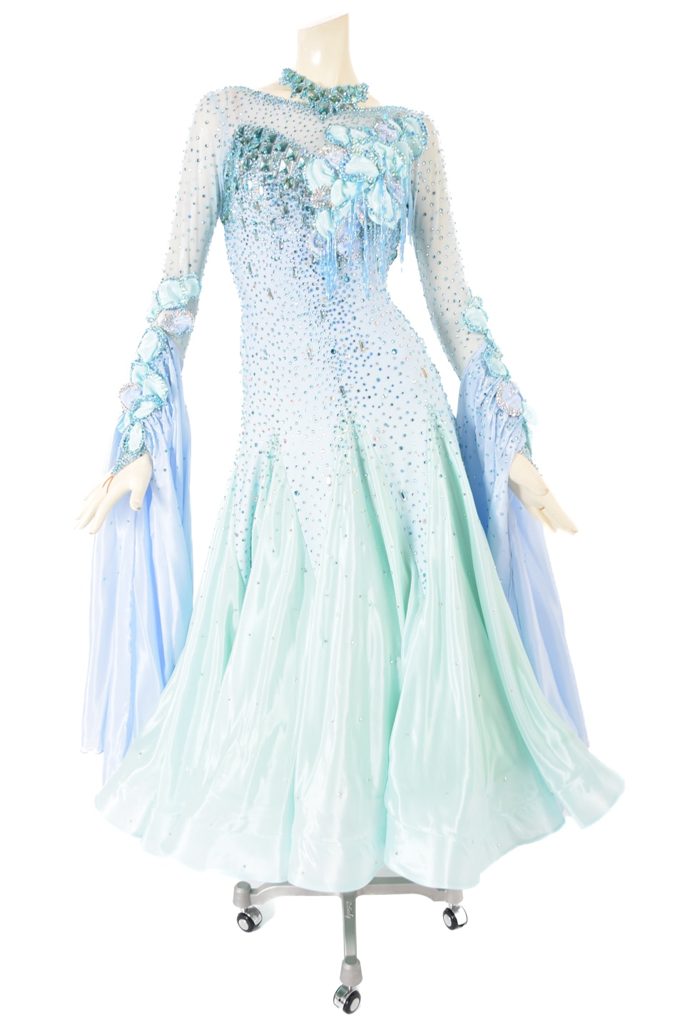 スタンダードドレス WS0634D アイスブルー/スペアミント L 社交ダンス