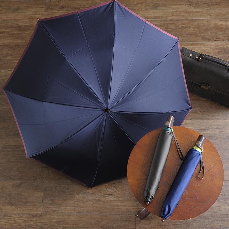 前原光榮商店 高級 雨傘 8本骨グラスファイバー 58cm ボーダー 楓持ち