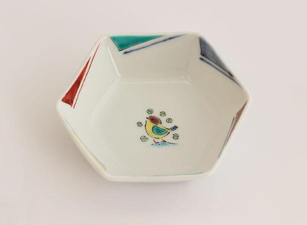 泰山窯 六角豆鉢（遊鳥）｜九谷焼のうつわ｜和食器通販 じろや