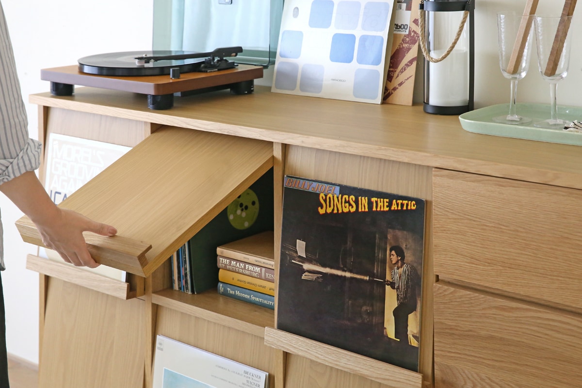 LECCE 77マガジンレコードラック オーク