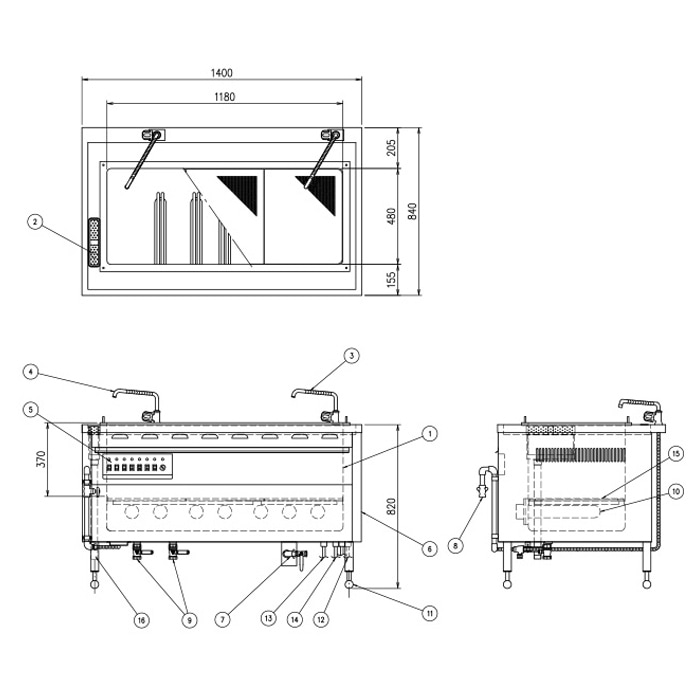 ゆで麺器 ゆで釜タイプ 幅1400×奥行840×高さ820mm 電気ゆで麺器 厨房