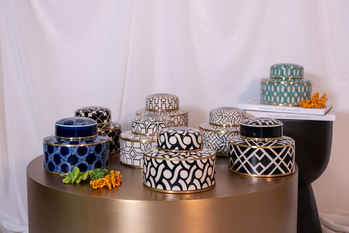 リゾート インテリア雑貨 セラミックボックス Ginger Jar Sサイズ