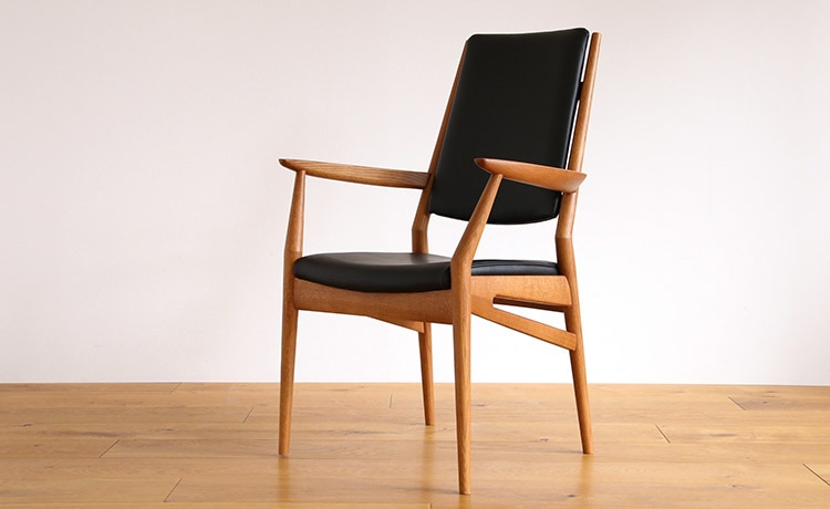 日進木工 ハイバック ダイニングチェア 肘付き アームチェア レッド