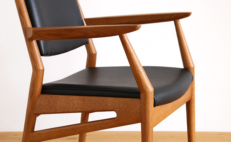 日進木工 ハイバック ダイニングチェア 肘付き アームチェア レッド