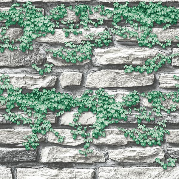 NWPS513A｜3D壁紙 3Dクロス レンガと植物 53cm×10m｜壁紙,3Dクロス