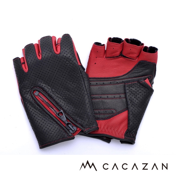 カカザン ドライビンググローブ CACAZAN DDR-051 ブラック レッド 半指