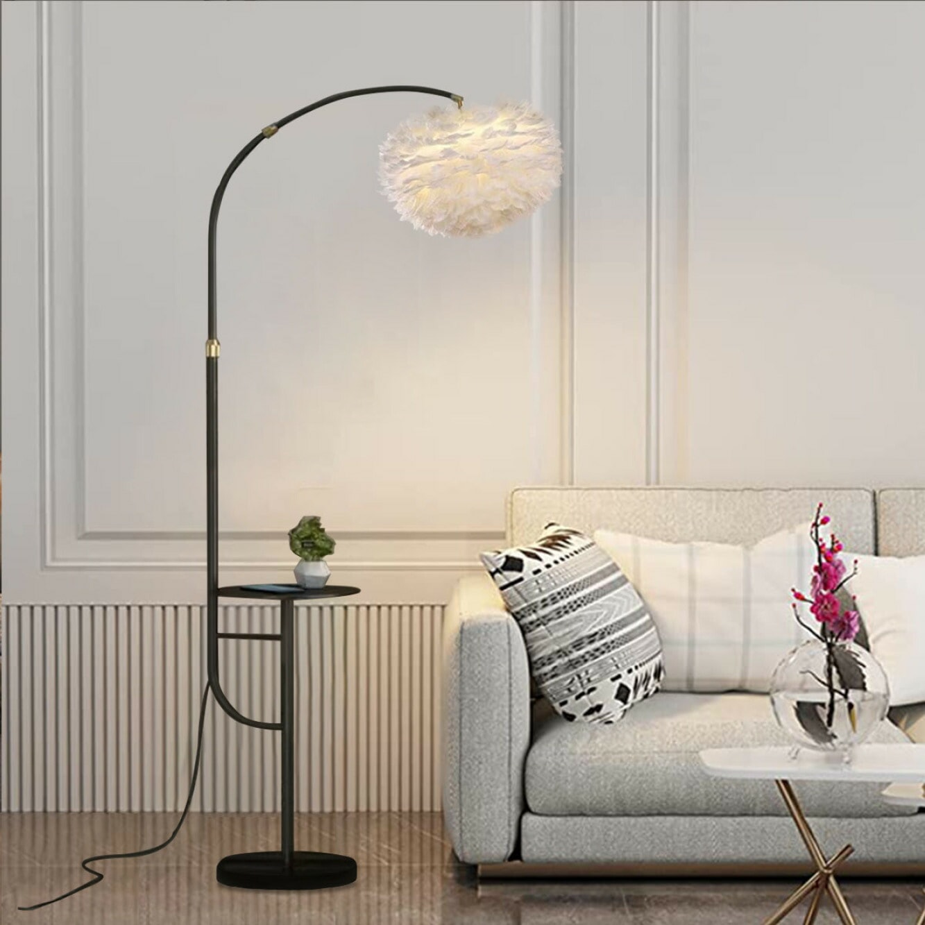 ブラック] VeroMan ゆらめく羽根が映える フロアライト スタンドライト