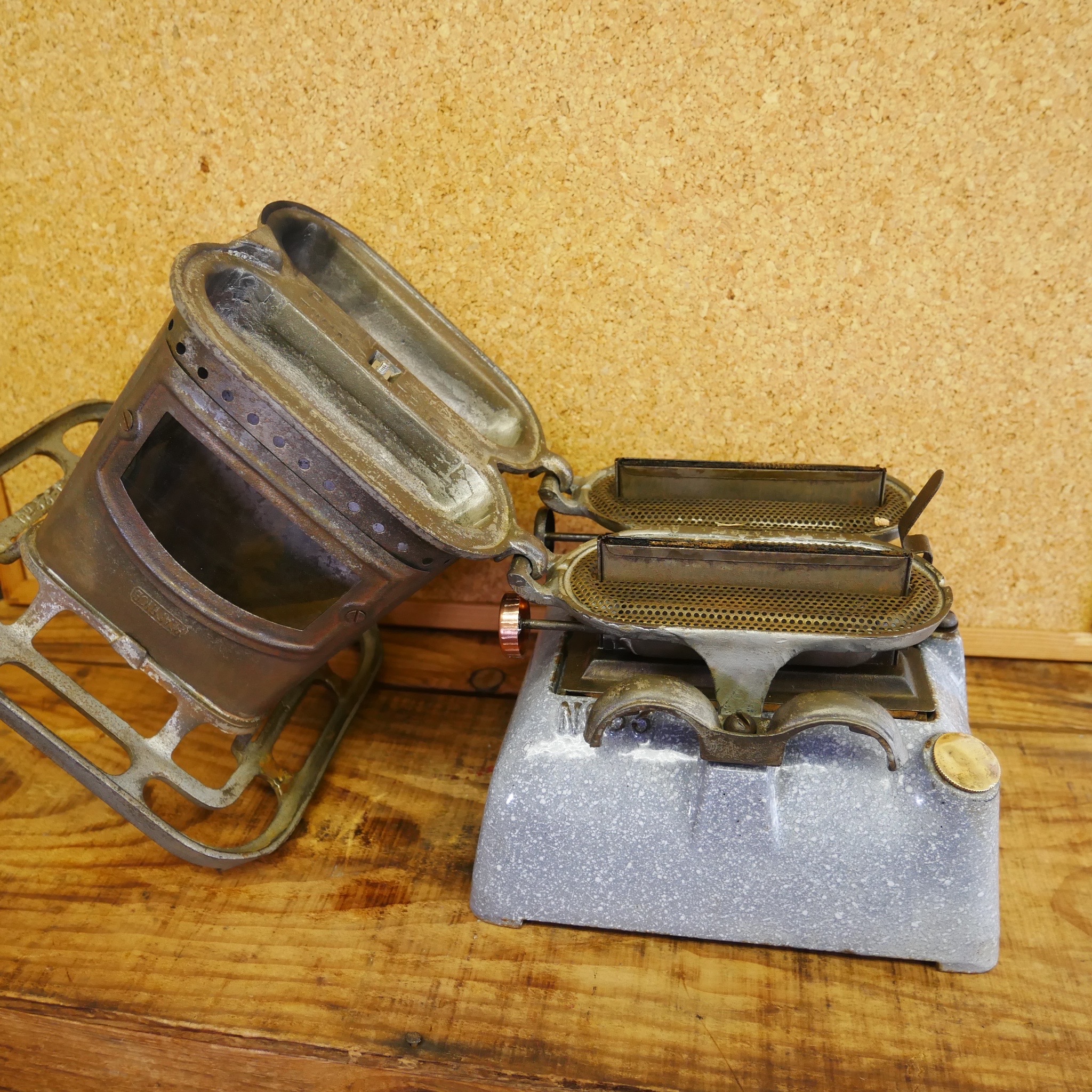 激レア！ 実働/美品 ビンテージ アイロンストーブダブルバーナー