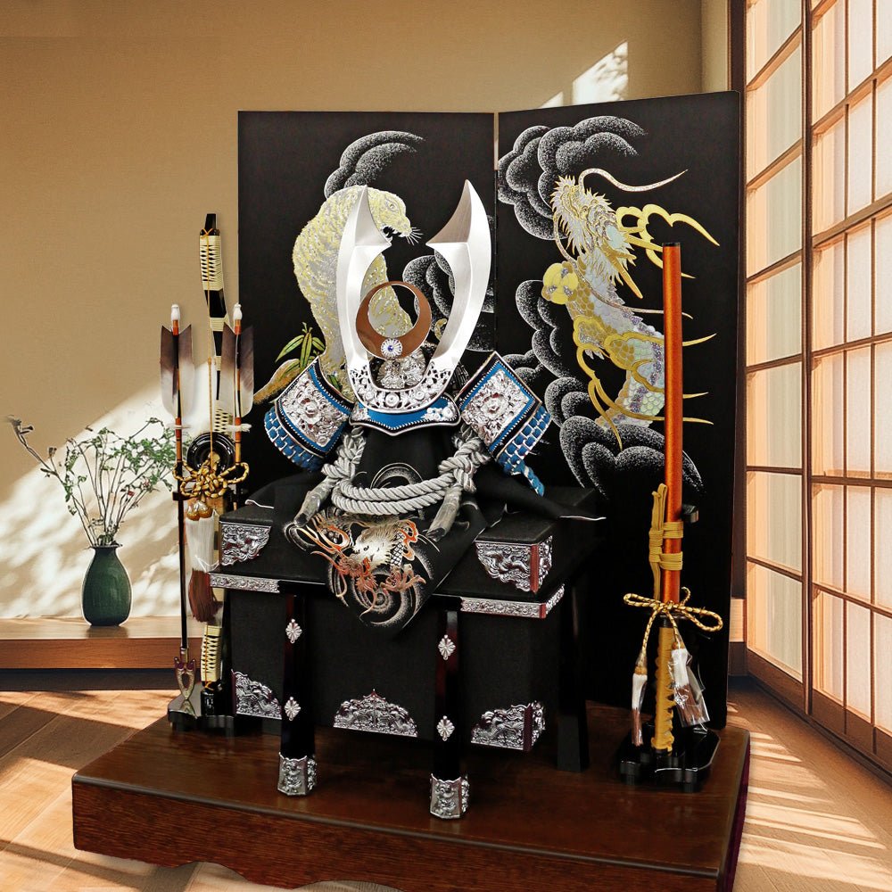 横幅85cm｜翠鳳作 着用兜 ブルー｜お孫さんの初節句に｜高額｜五月人形