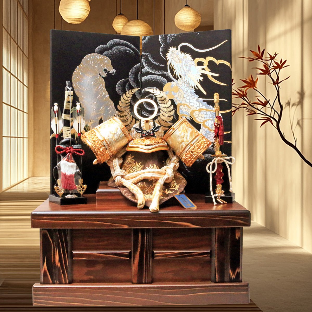 横幅46cm｜12号 武将 徳川家康 収納兜 白金｜ 五月人形 兜 兜飾り