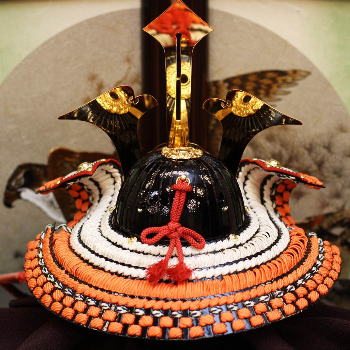 横幅75cm｜加藤鞆美作｜1/2 武将 毛利元就兜｜渋い五月人形｜おしゃれ