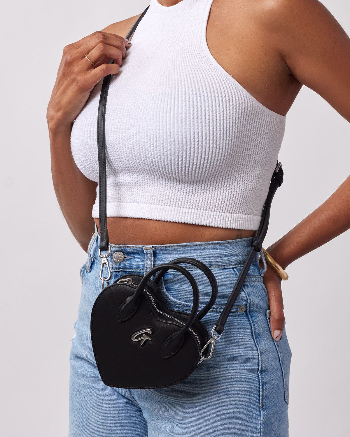 Glam-Aholic Mini Black Heart Bag | Romantic Vegan Leather Crossbody