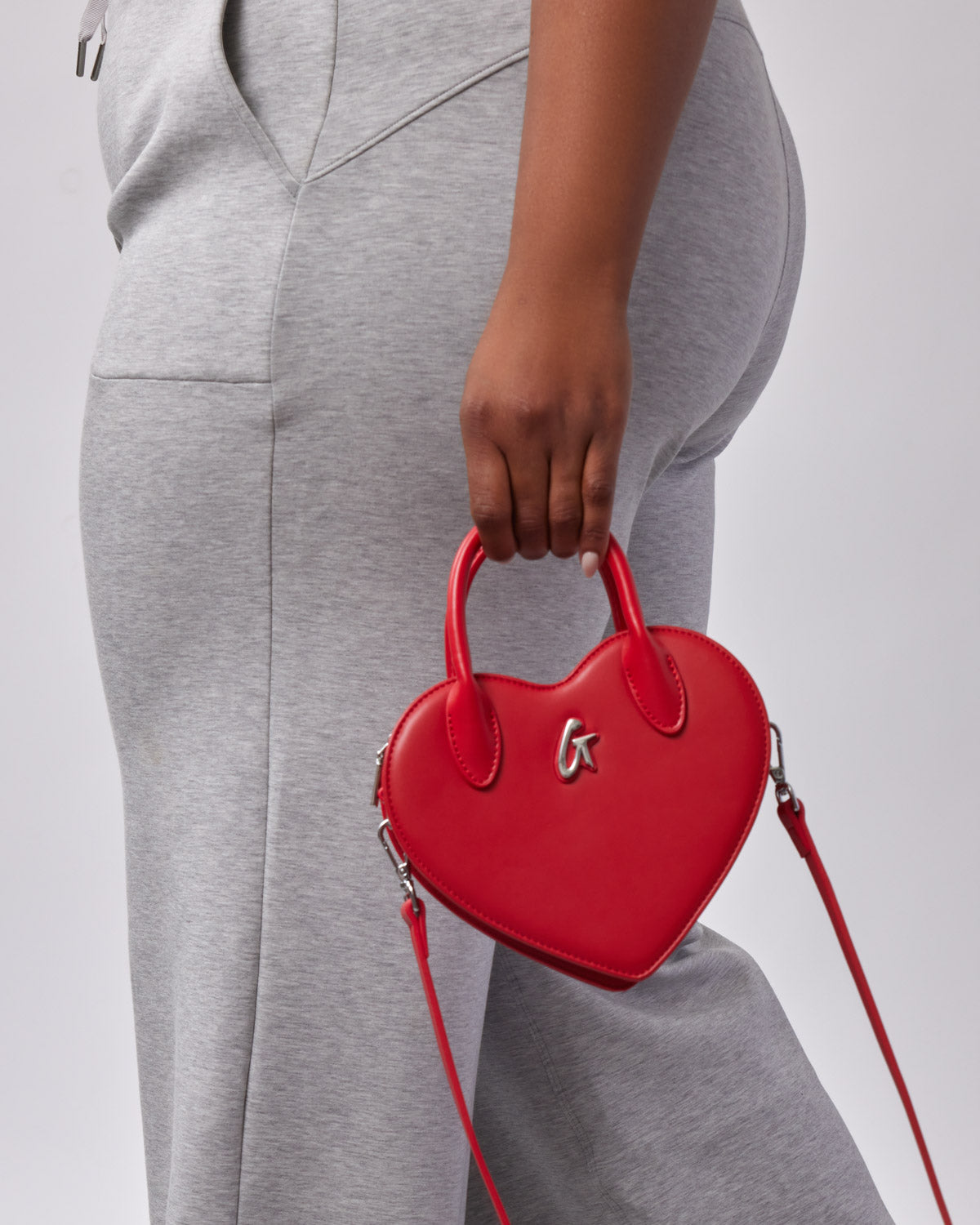 Glam-Aholic Red Heart Bag: Vegan Leather Crossbody with Iconic G