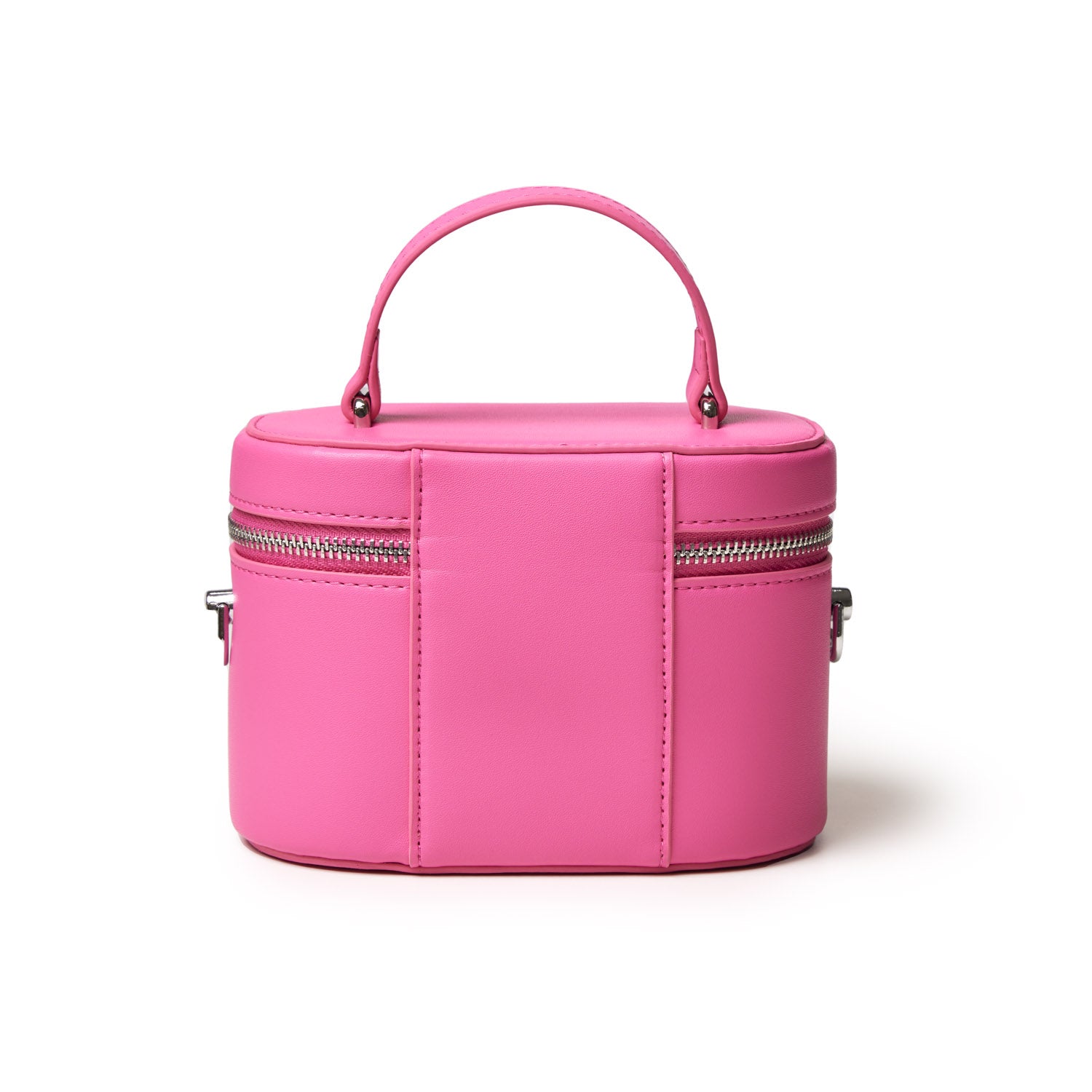 SMOOTH VANITY HOT PINK-SILVER Vegan Leather Mini Vanity Travel Bag