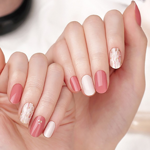 ネイルシール 貼るだけ [ホワイトローズピンク] ジェルネイル シール