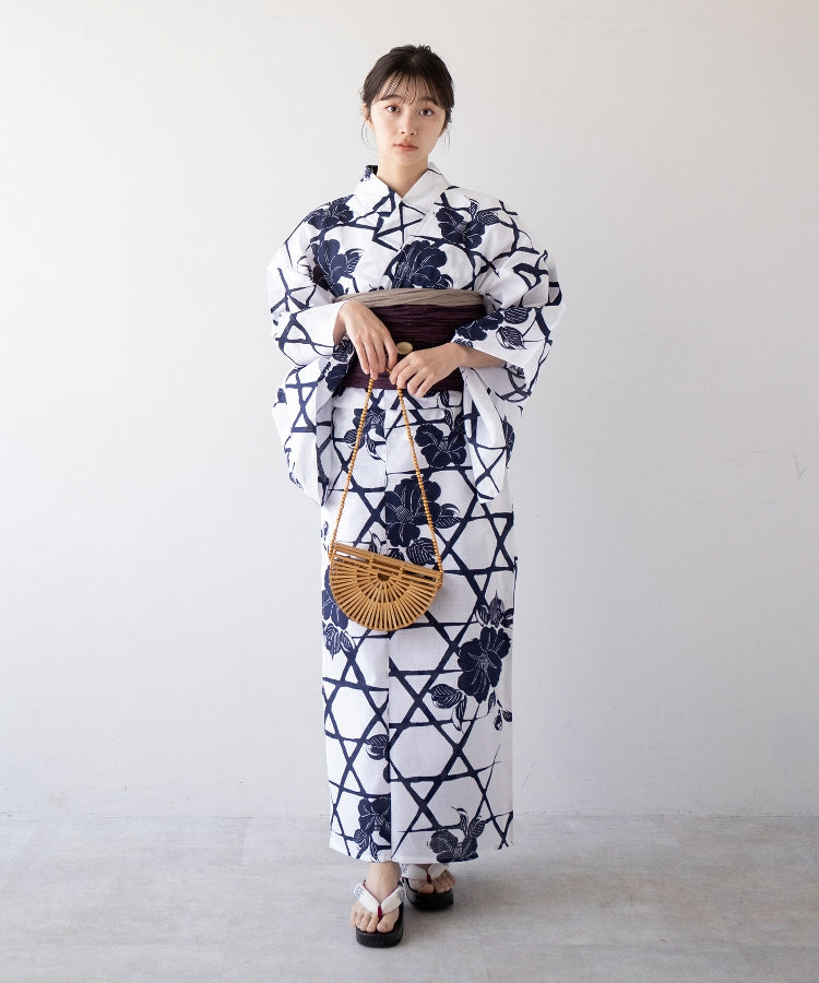 こだわり浴衣5点セット (浴衣/帯/下駄/腰紐/着付け冊子)※プリーツ