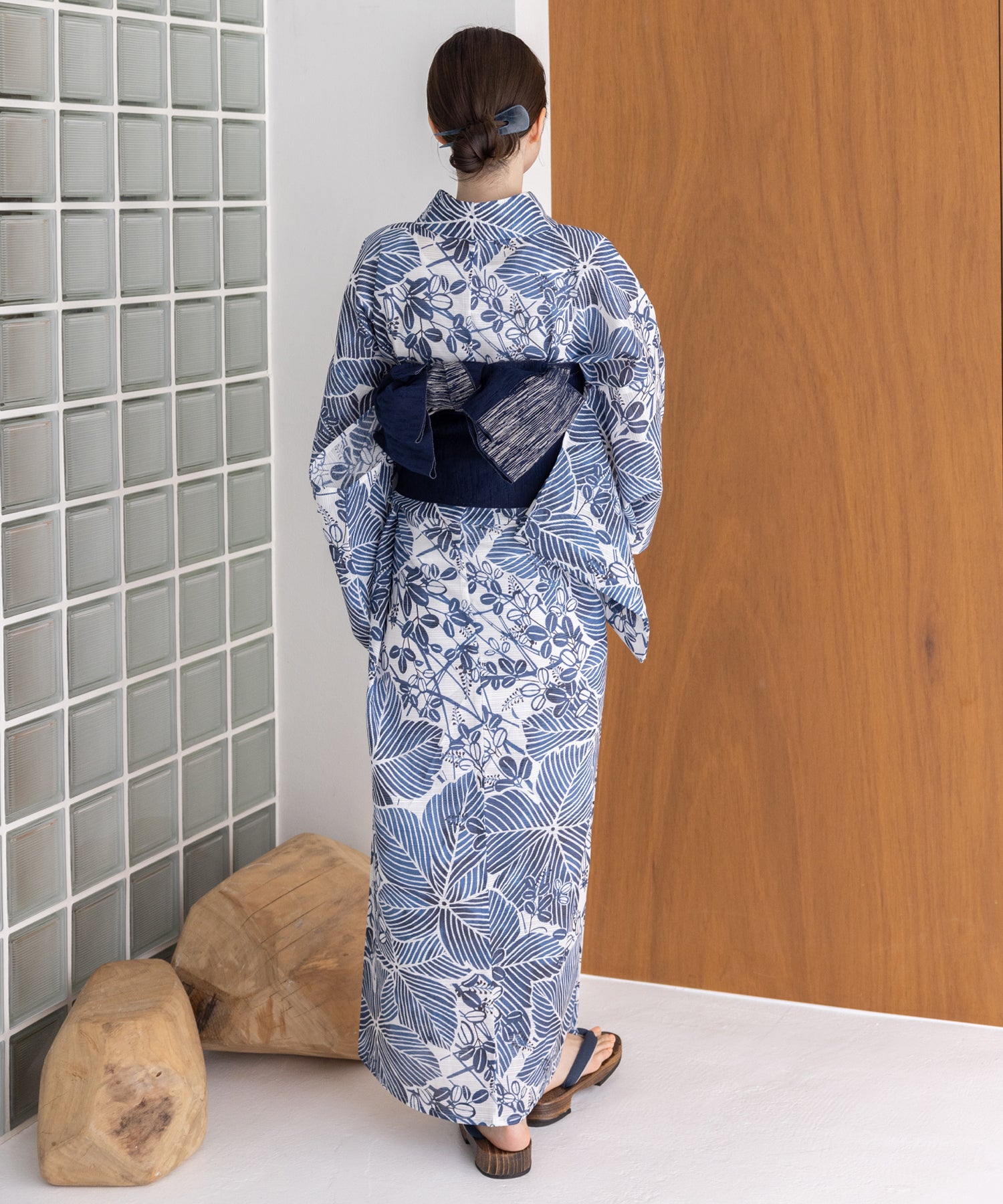 こだわり浴衣5点セット(浴衣/帯/下駄/腰紐/着付け冊子) 綿絽生地 乱絽