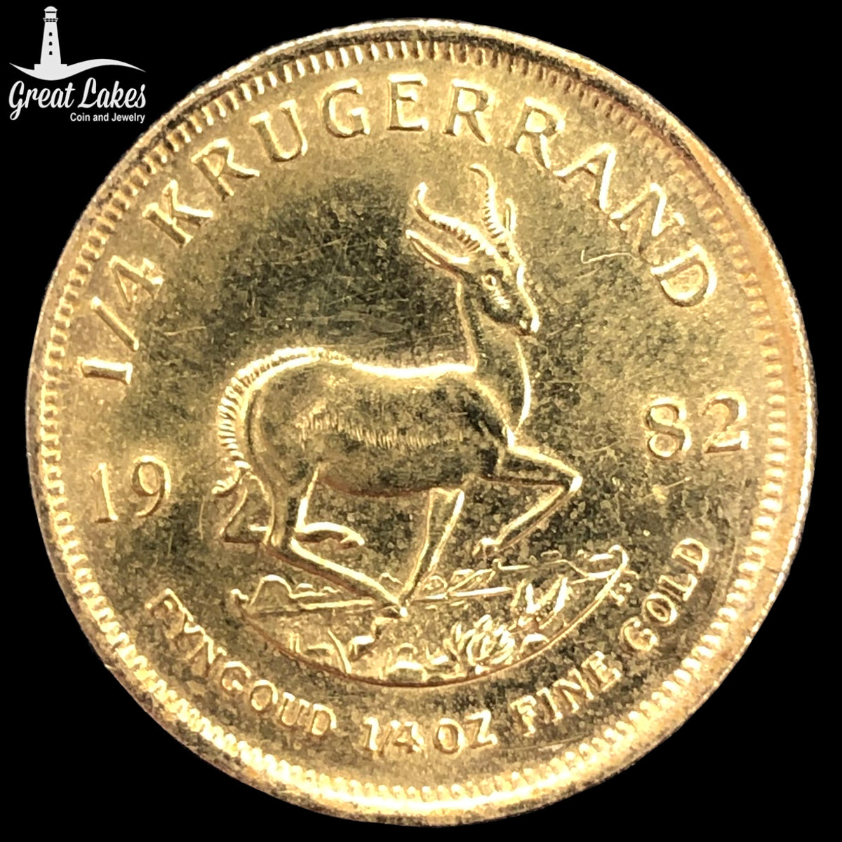 1982 South African 1/4 oz Gold Krugerrand (Ex Jewelry) - Great