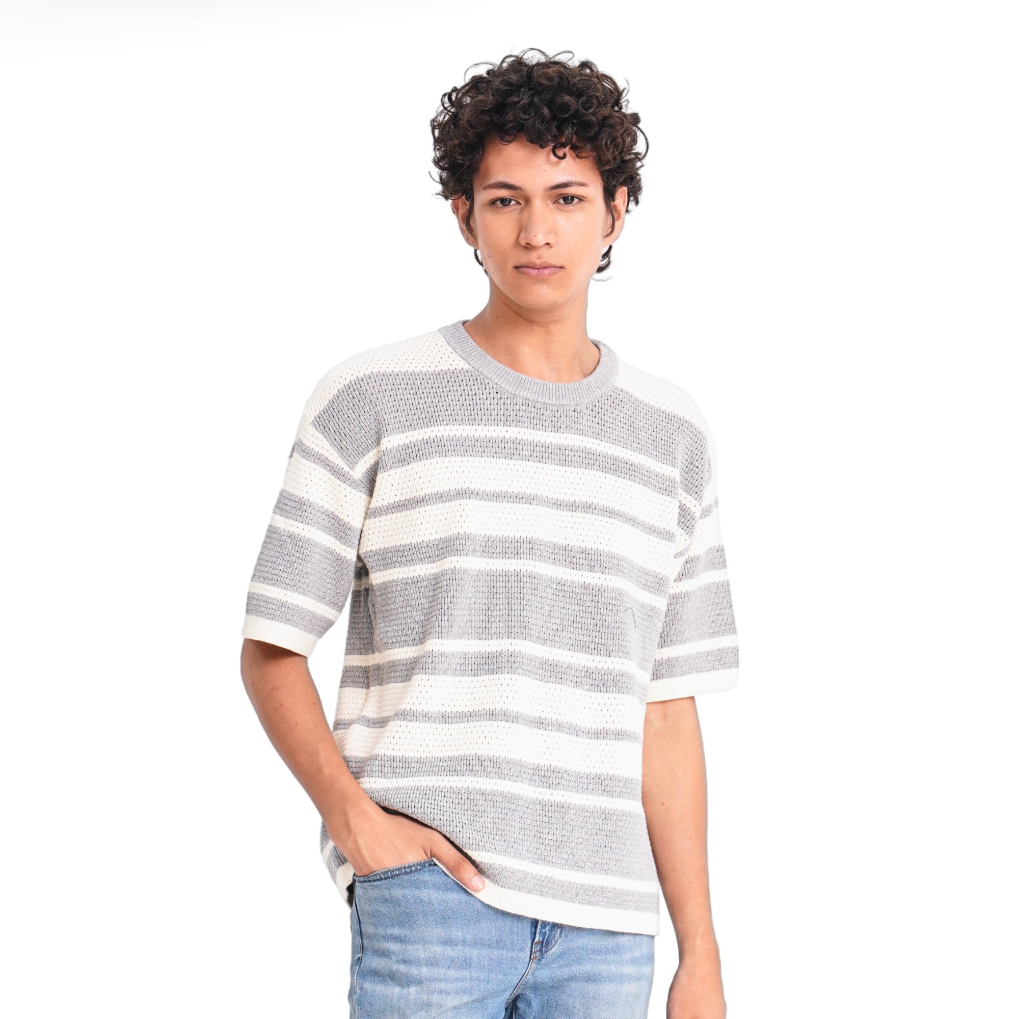 Relaxed Knit Striped Shirt - Steel – Gryle Apparel