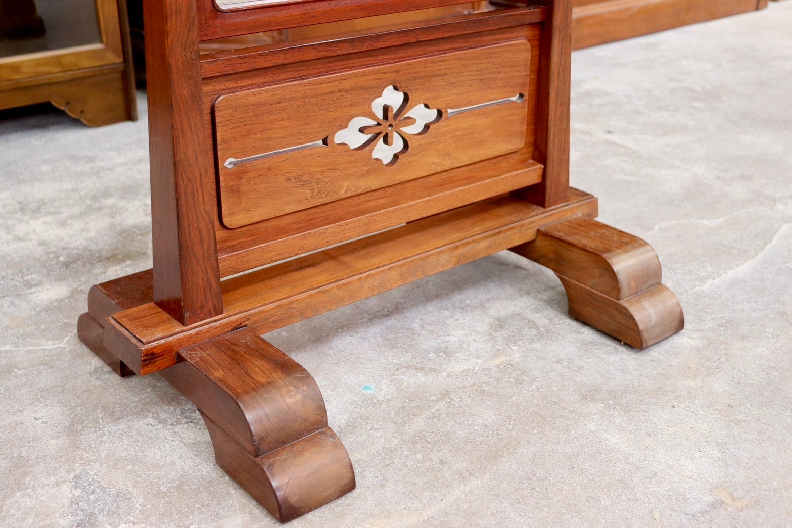 GMHK875○唐木家具 花梨 中国美術 姿見 全身鏡 ウォールミラー 和