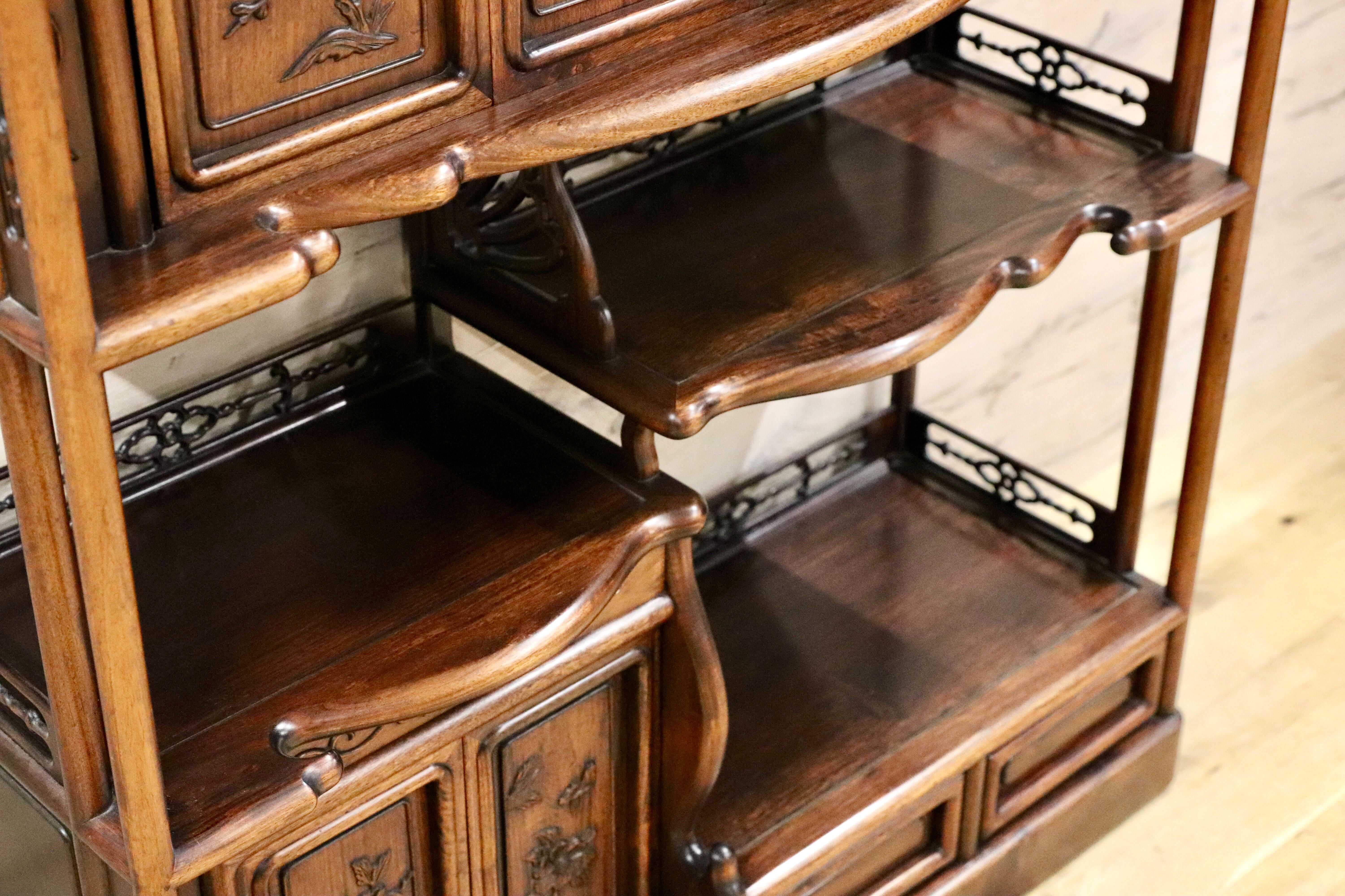 GMGH478○最高級 唐木家具 花梨 茶棚 飾り棚 サイドボード 和家具 和室