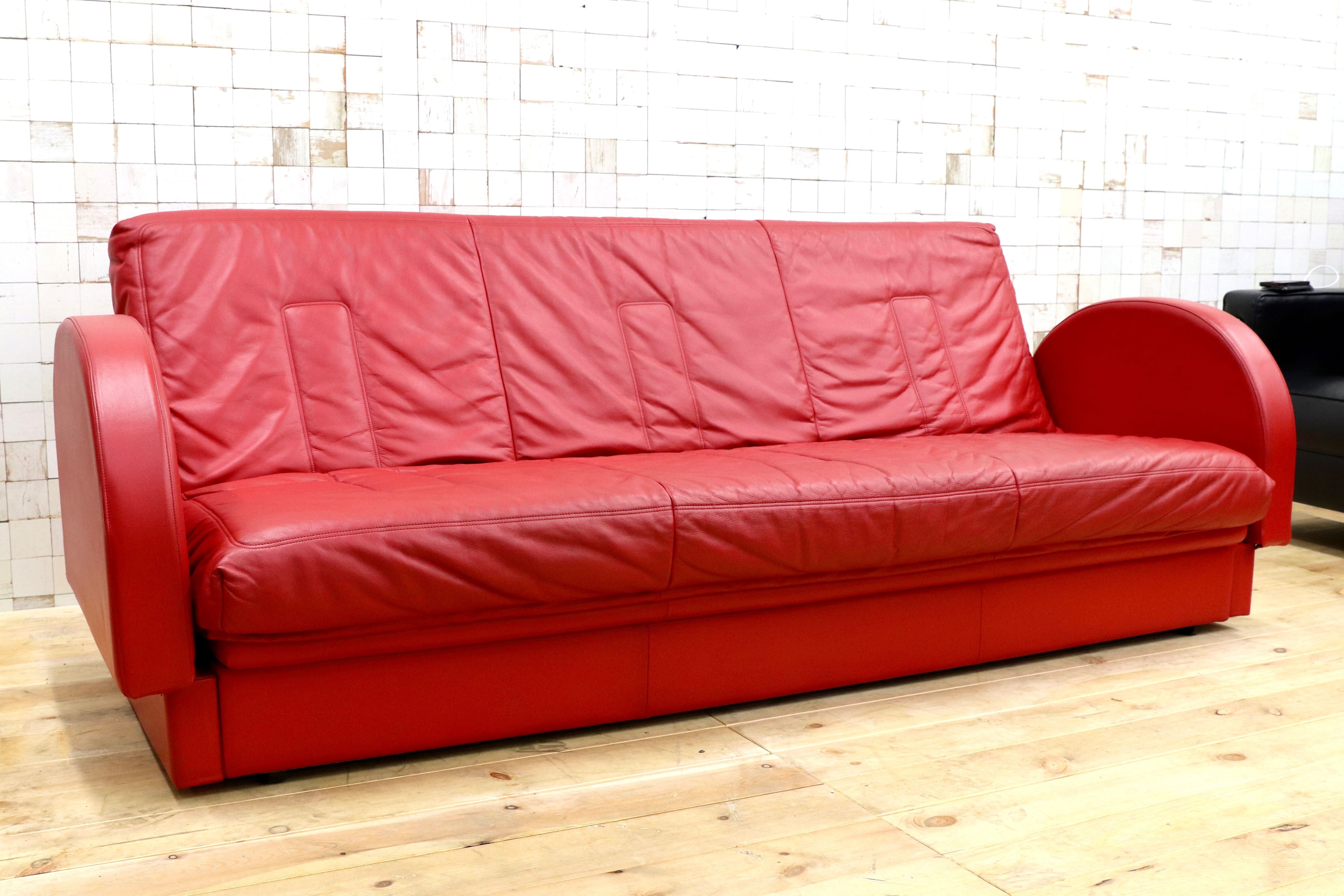 GMHO56○Poltrona Frau / ポルトローナフラウ ソファベッド 赤