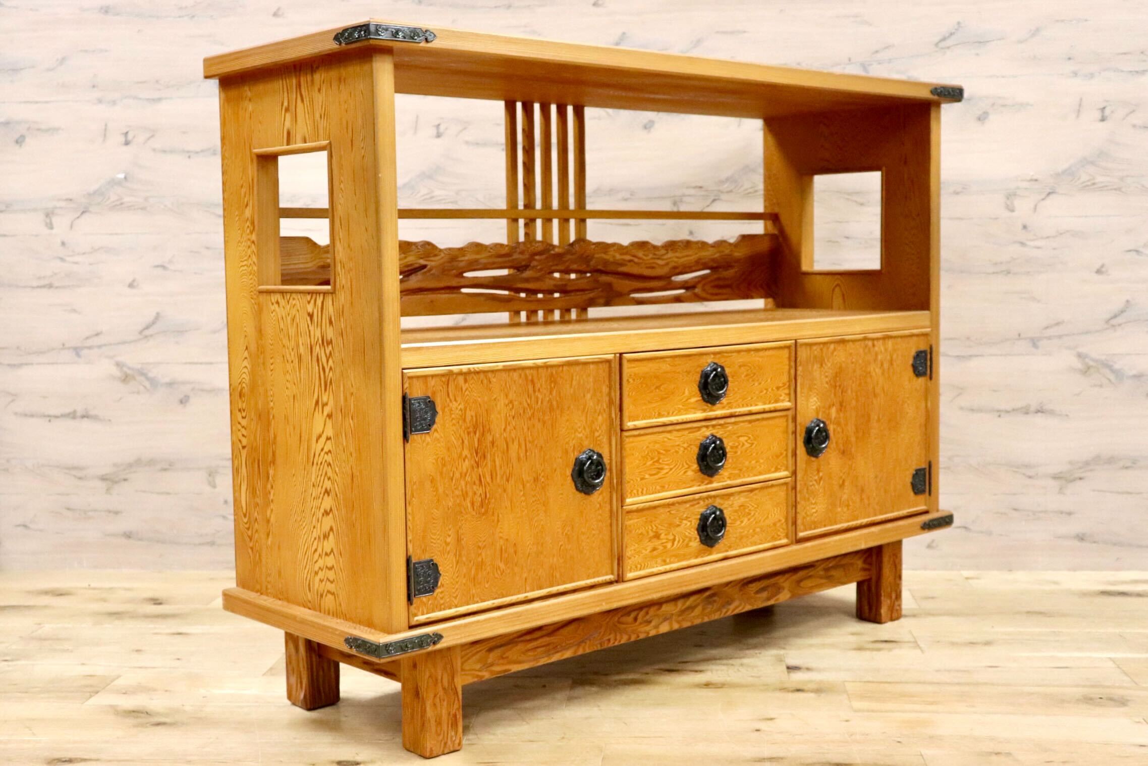 GMHH226A○世界遺産屋久杉 茶棚 飾り棚 茶箪笥 サイドボード リビング