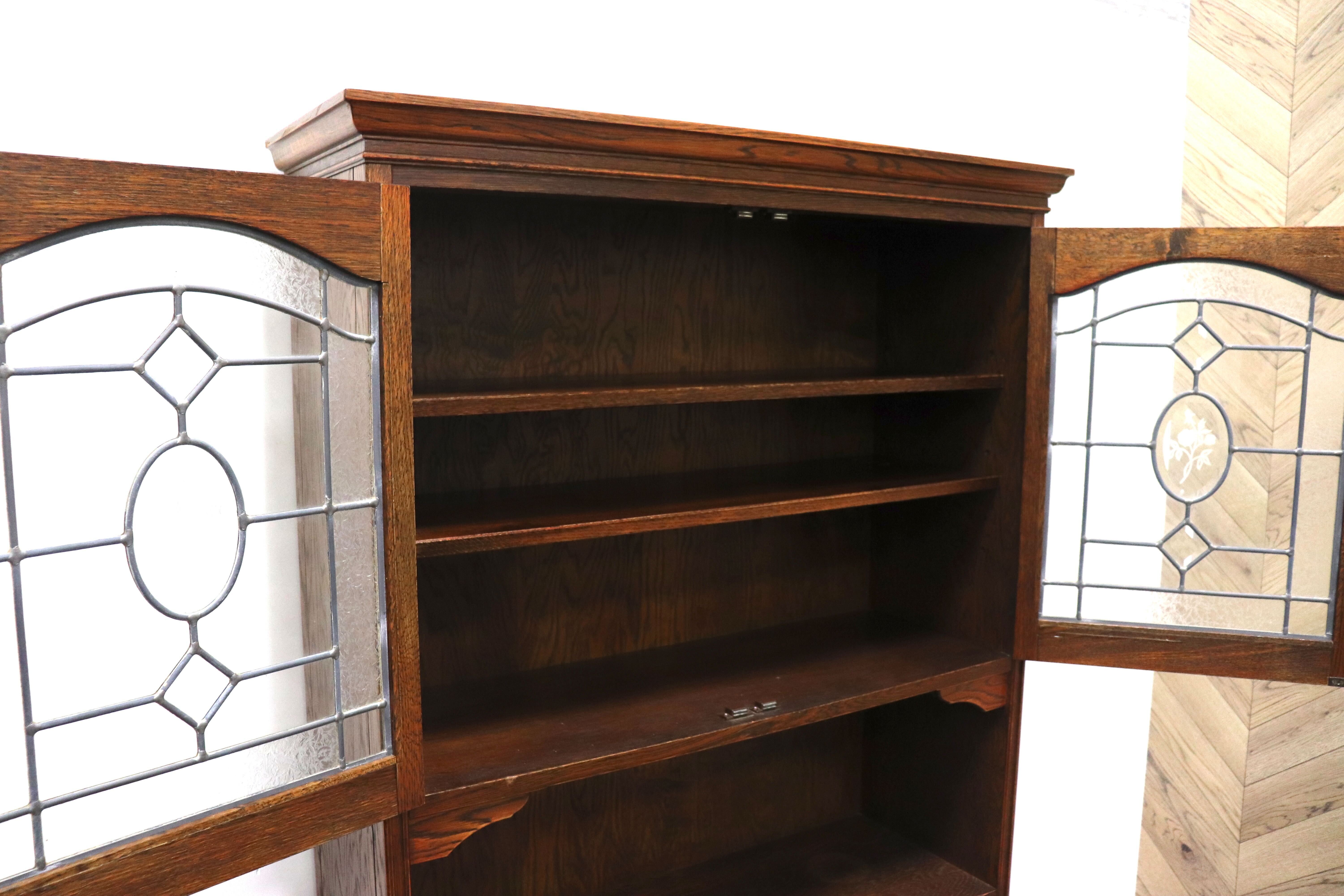 GMHK391○三越家具 Brugge ブルージュ食器棚 本棚 飾り棚 ステンド