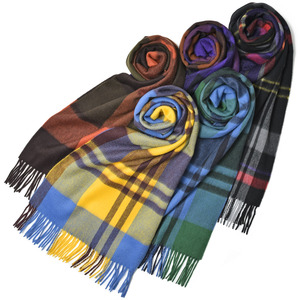 Joshua Ellis（ジョシュア エリス）カシミアチェックマフラー 35×190